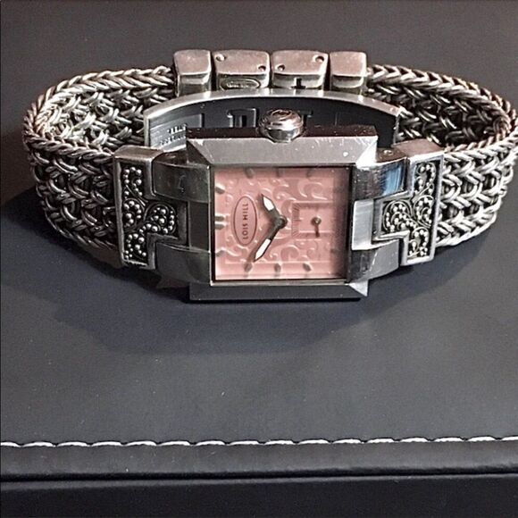 LOIS HILL Sterling Silver Pink Scroll Filigree Thai Flat Weave Bracelet Watch - Picture 8 of 16